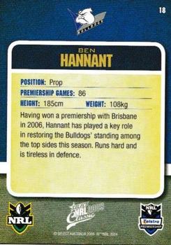 2009 Select Classic #18 Ben Hannant Back
